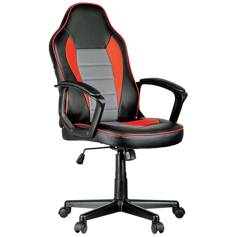 Кресло игровое Helmi HL-S08 "Rally", экокожа черная/серая/красная 297637