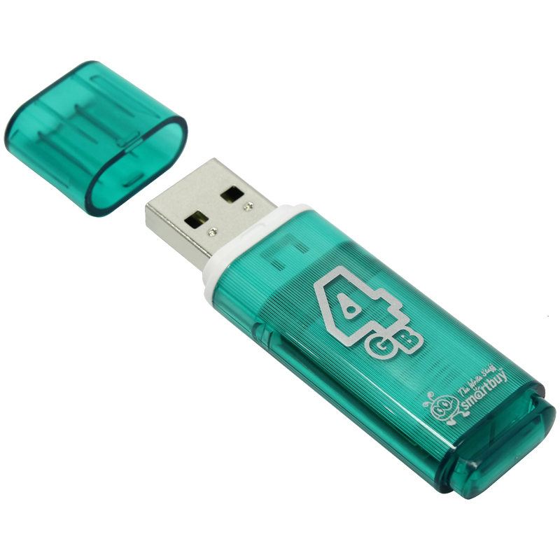 Память Smart Buy "Glossy"  4GB, USB 2.0 Flash Drive, зеленый SB4GBGS-G