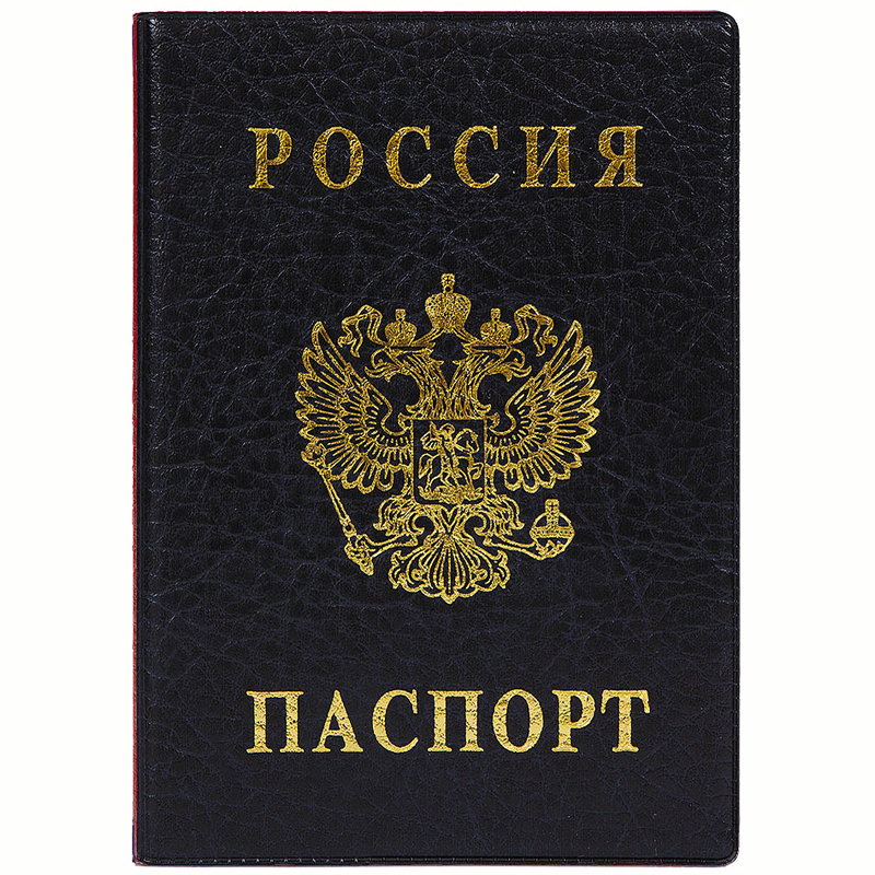 Обложка для паспорта ДПС, ПВХ, тиснение "Герб", черный 2203.В-107