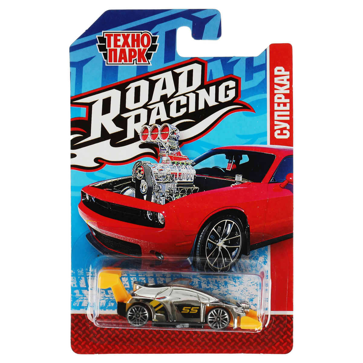 Машина игрушечная Технопарк "Road racing Суперкар", металл. 7см, ассорти, в блистере RR-7-29-36-R/RR