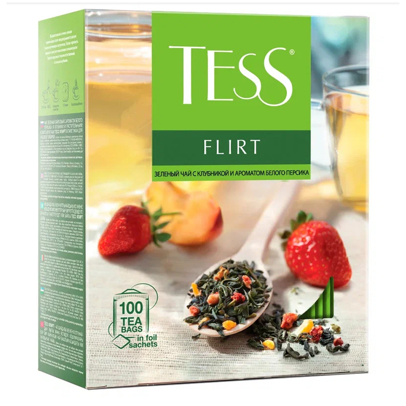 Чай Tess "Flirt", зеленый, 100 фольг. пакетиков по 1,5г 1476-09