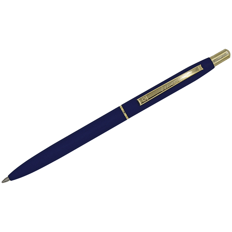 Ручка шариковая Luxor "Sterling" синяя, 1,0мм, корпус синий/золото, кнопочный механизм 1117