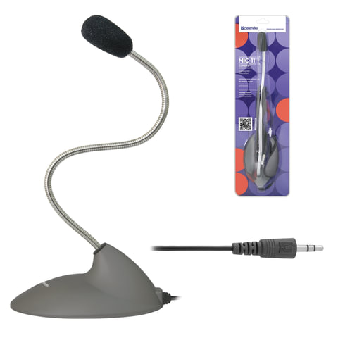 Микрофон настольный DEFENDER MIC-111, кабель 1,5м., 54 Дц, серый, 64111