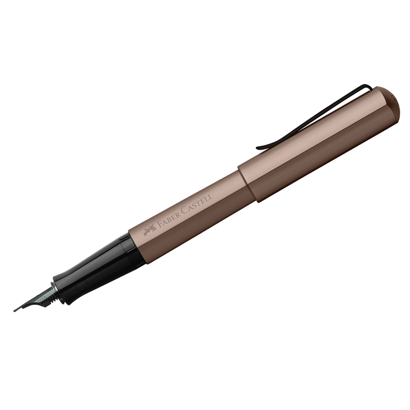 Ручка перьевая Faber-Castell "Hexo" синяя, М=0,75мм, шестигран., бронзовый корпус, инд. картон. упак