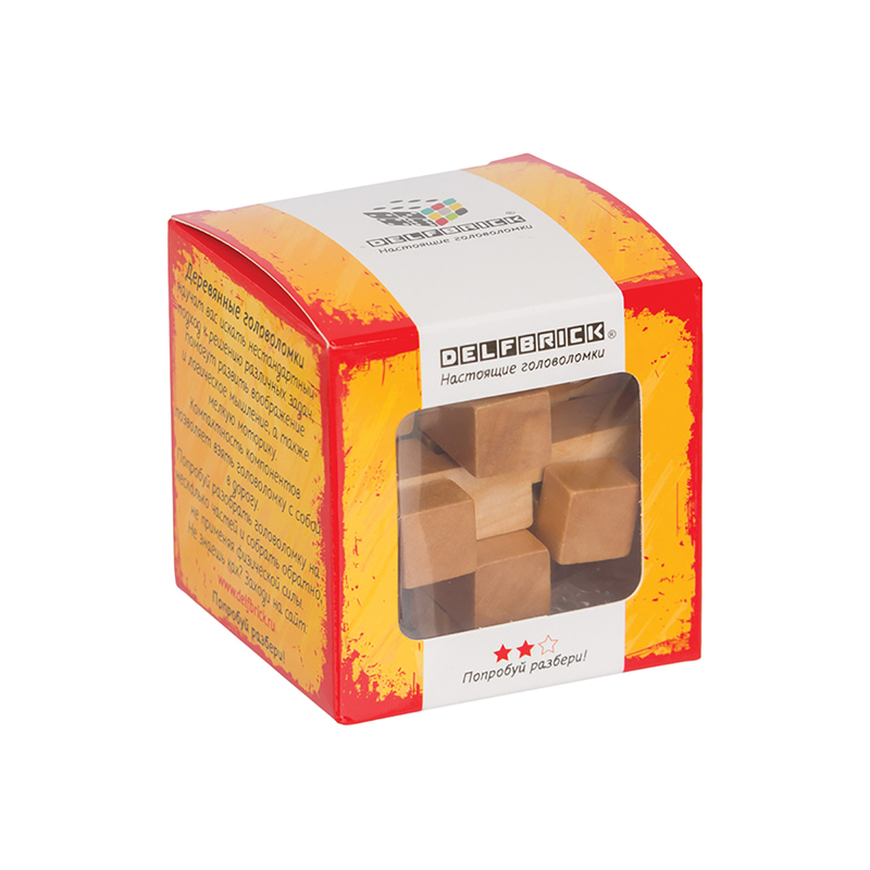 Игра-головоломка деревянная DELFBRICK "Занимательный куб", 12 элементов 52514919142