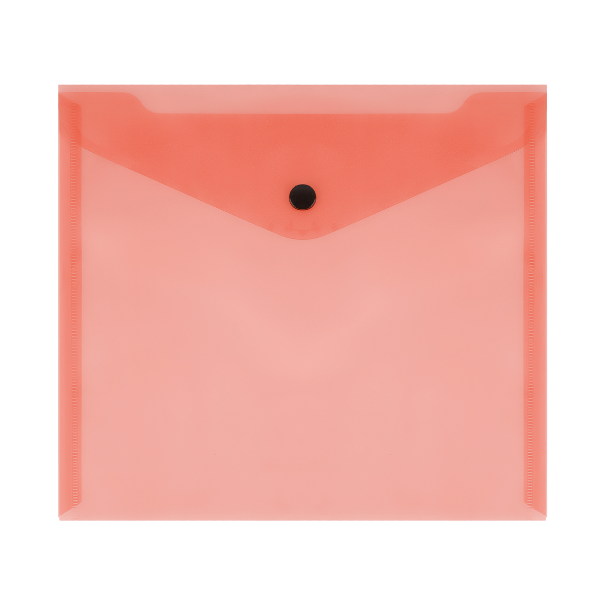 Папка-конверт на кнопке СТАММ, А5+, 150мкм, прозрачная, красная ММ-32279