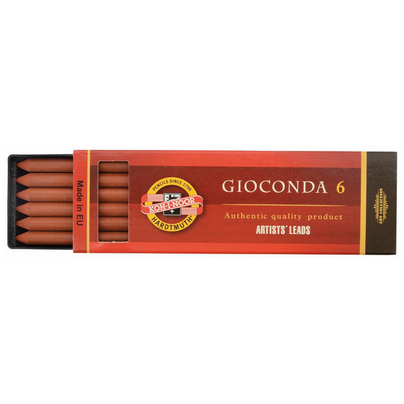 Сангина Koh-I-Noor "Gioconda", коричневая красная, стержень, 5,6мм, 6шт., пластик короб 4373002006PK