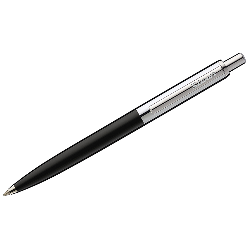 Ручка шариковая Luxor "Star" синяя, 1,0мм, корпус черный/хром, кнопочный механизм 1125