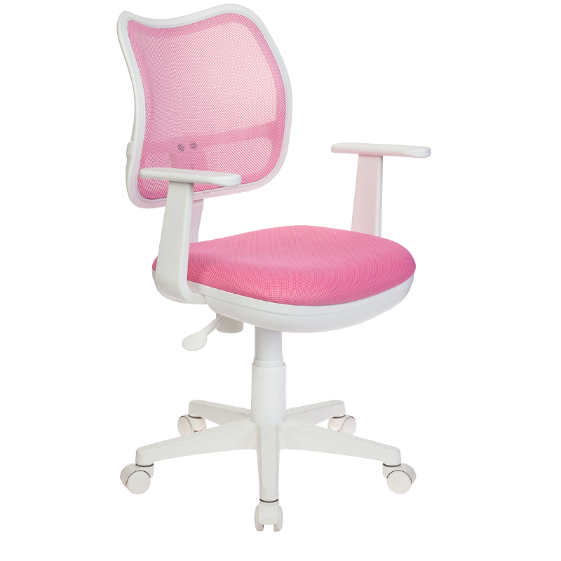Кресло детское Бюрократ CH-W797, PL, ткань розовая/сетка, механизм качания, пластик белый 664135