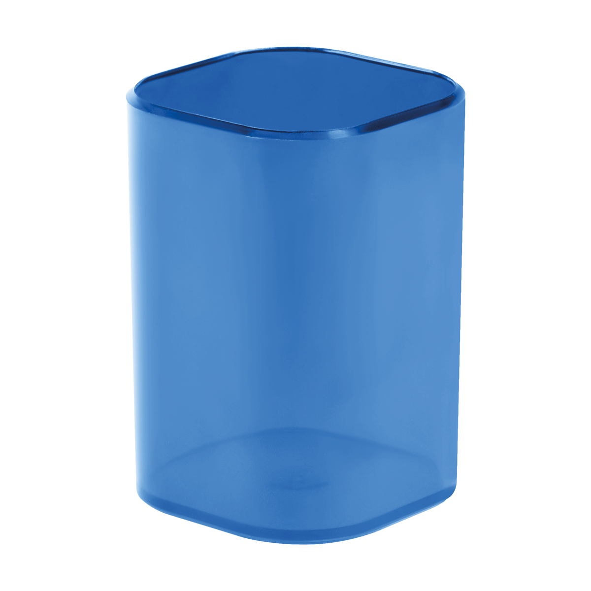 Подставка-стакан СТАММ "Фаворит", пластиковая, квадратная, тонированная синяя ПС-30580