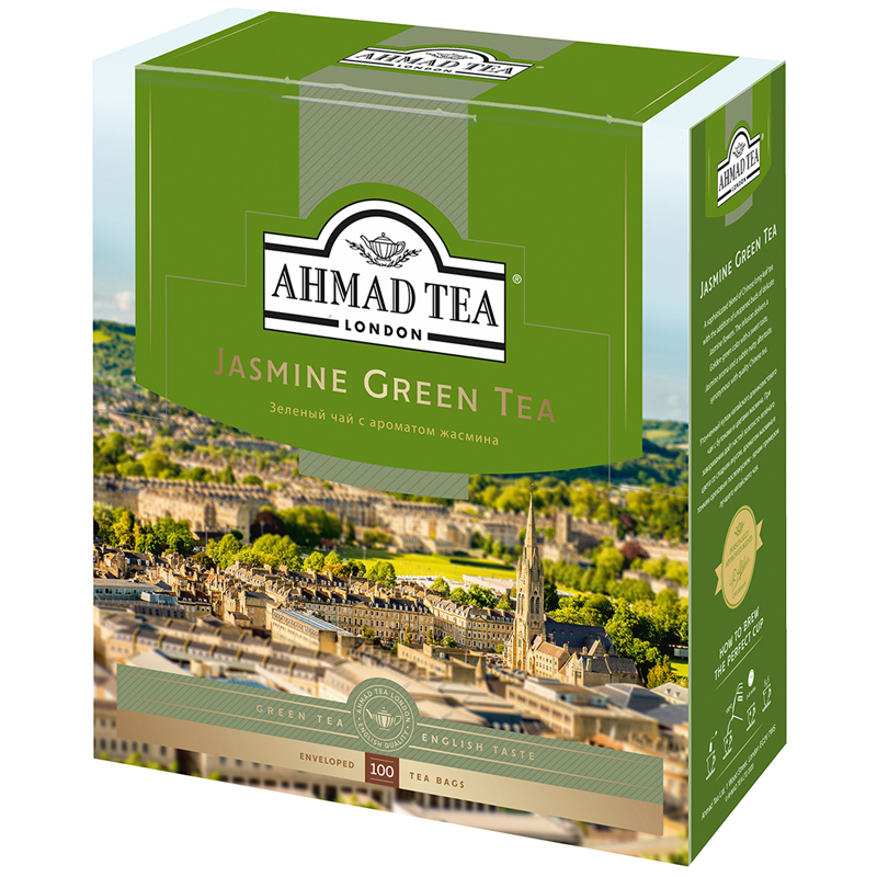 Чай Ahmad Tea "Jasmine Green Tea", зеленый с жасмином, 100 фольг. пакетиков по 2г 475i-08