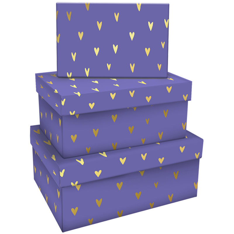 Набор прямоугольных коробок 3в1, MESHU "Hearts of gold", (19*12*7,5-15*10*5см) MS_46609