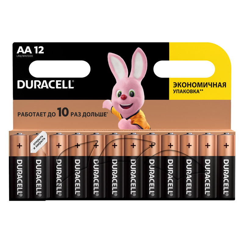 Батарейка Duracell Basic AA (LR06) алкалиновая, 12BL 5000394006546