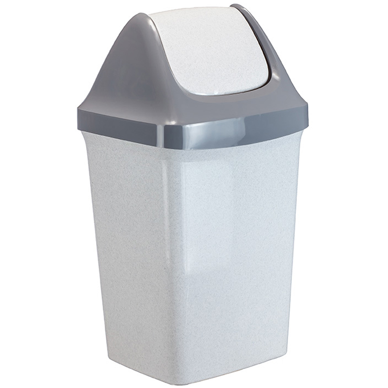 Ведро-контейнер для мусора (урна) Idea "Свинг", 50л, качающаяся крышка, пластик, мраморный М 2464
