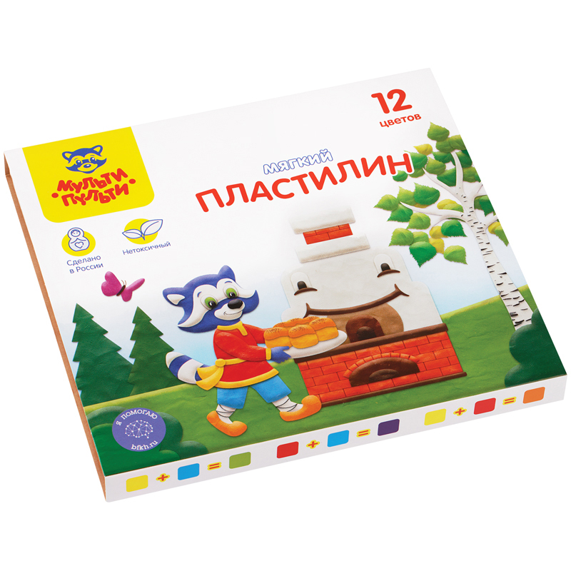 Пластилин Мульти-Пульти "Енот в сказке", 12 цветов, 144г, со стеком, картон МП_41711