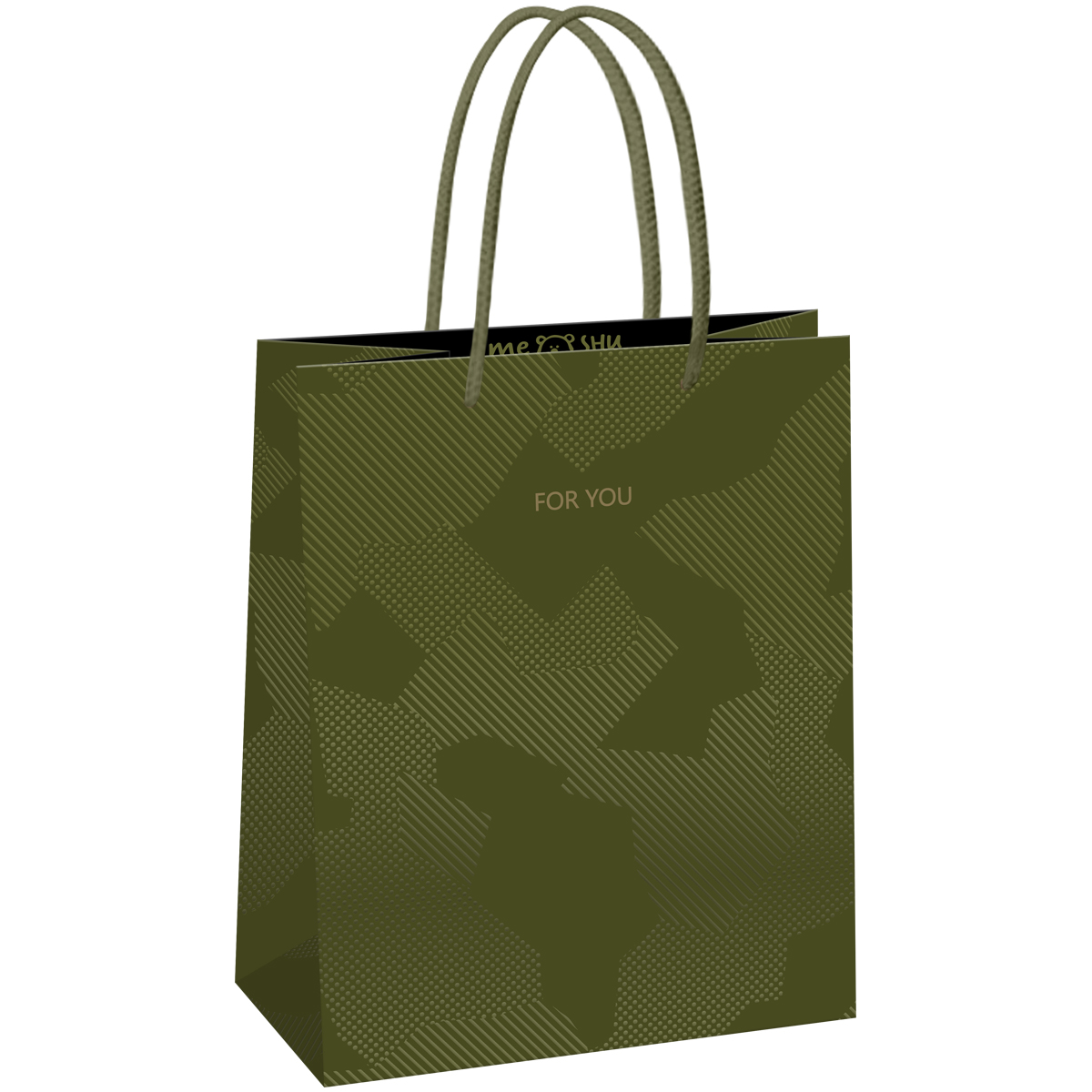 Пакет подарочный 18*23*10см MESHU "Green pattern", выборочный лак,  матовая ламинация MS_61585