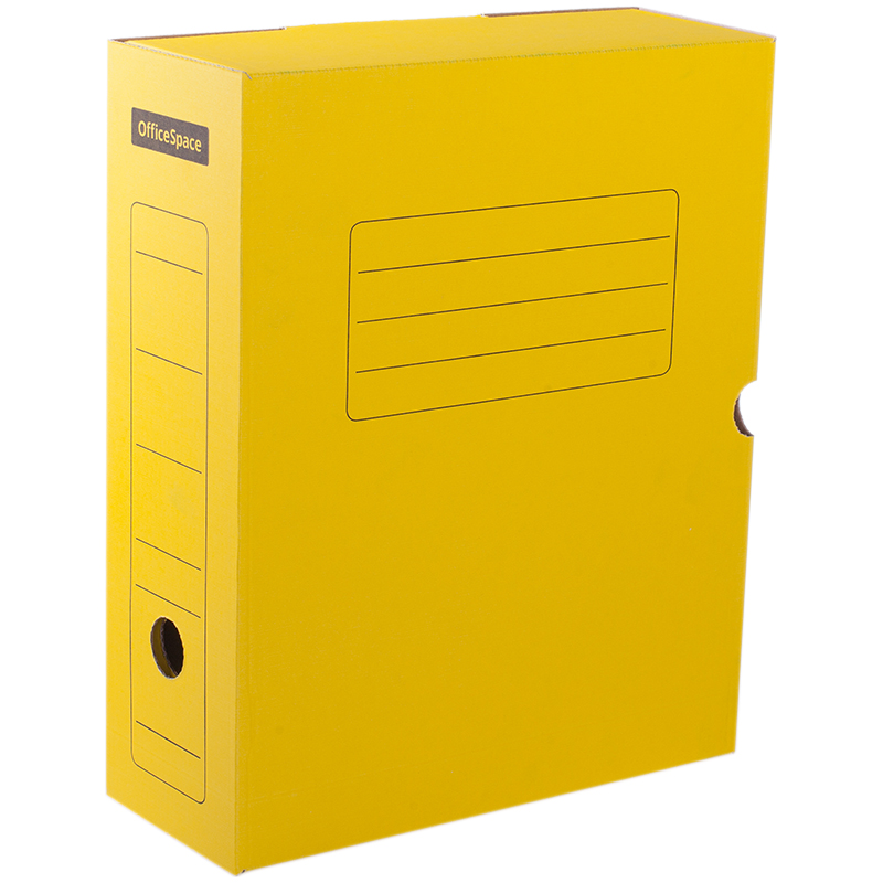 Короб архивный с клапаном OfficeSpace, микрогофрокартон, 100мм, желтый, до 900л. 225409
