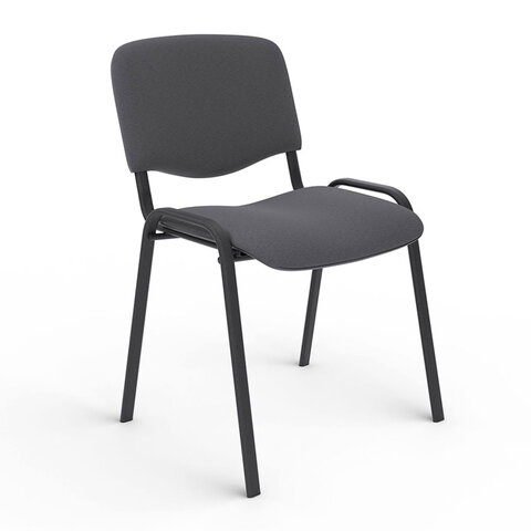 Стул для персонала и посетителей "ИЗО", черный каркас, серая ткань, В-3/С-71 меланж В-3