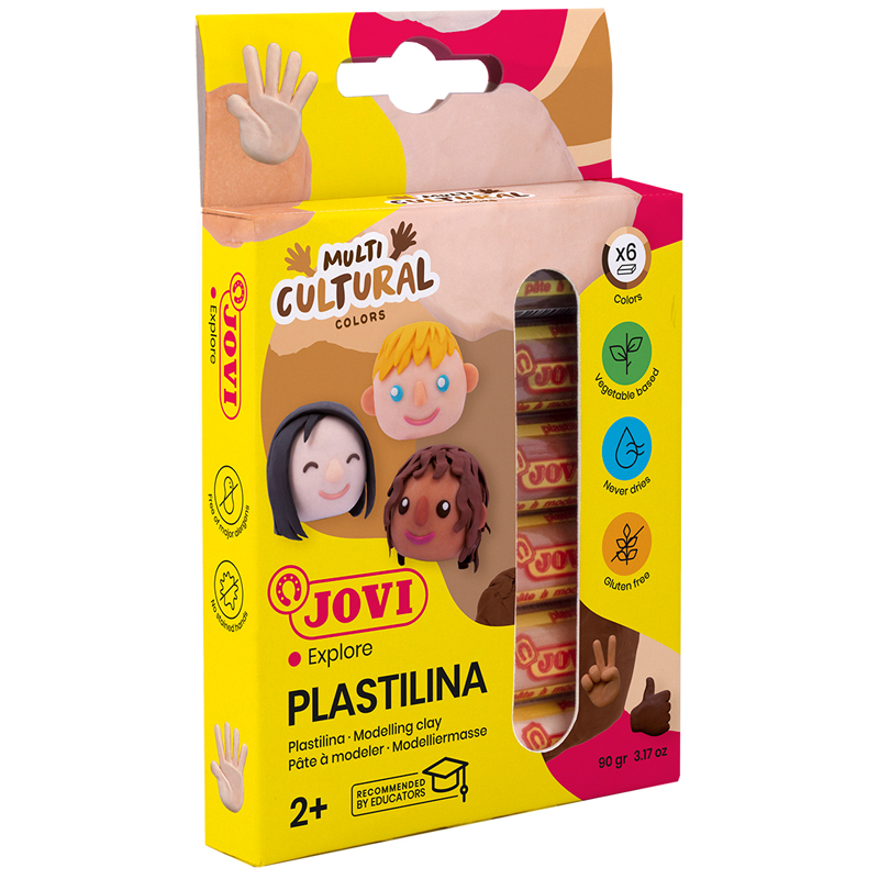 Пластилин JOVI "Multicultural", 06 цветов, 90г, растительный, картон, европодвес 90/6M