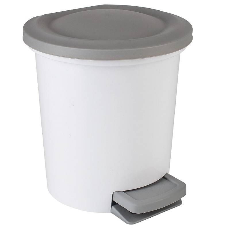 Ведро-контейнер для мусора (урна) Spin&Clean "Ориджинал", 6л, с педалью, круглое, пластик, белое SV4