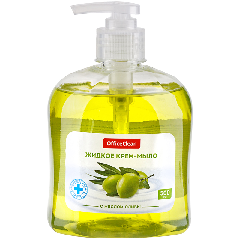 Мыло-крем жидкое OfficeClean "Нежное", антибактериальное, с маслом оливы, с дозатором, 500мл 281354