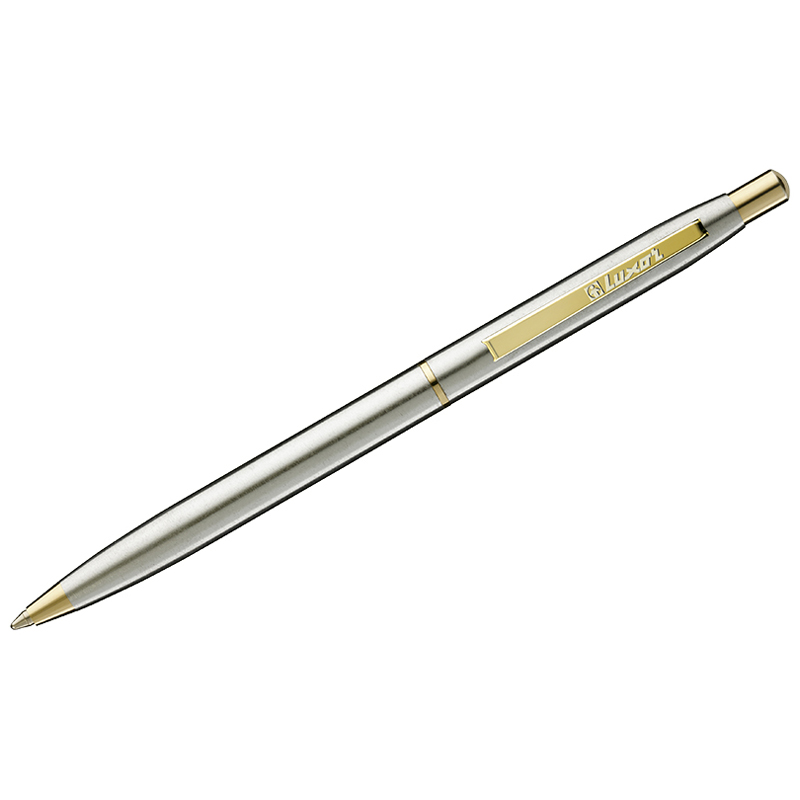 Ручка шариковая Luxor "Sterling" синяя, 1,0мм, корпус хром/золото, кнопочный механизм 8210
