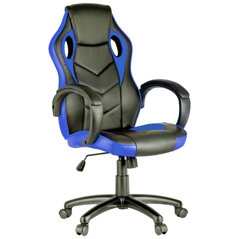 Кресло игровое Helmi HL-S07 "Boost", экокожа/ткань черная/синяя 279721