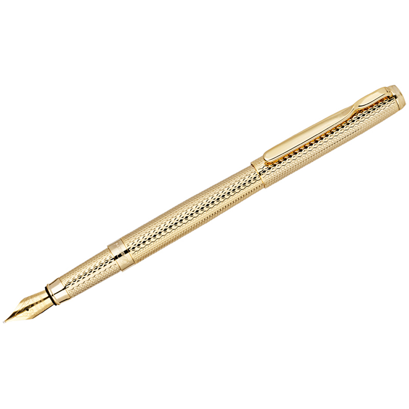Ручка перьевая Delucci "Celeste" черная, 0,8мм, цвет корпуса - золото, подарочный футляр (CPs_81914)