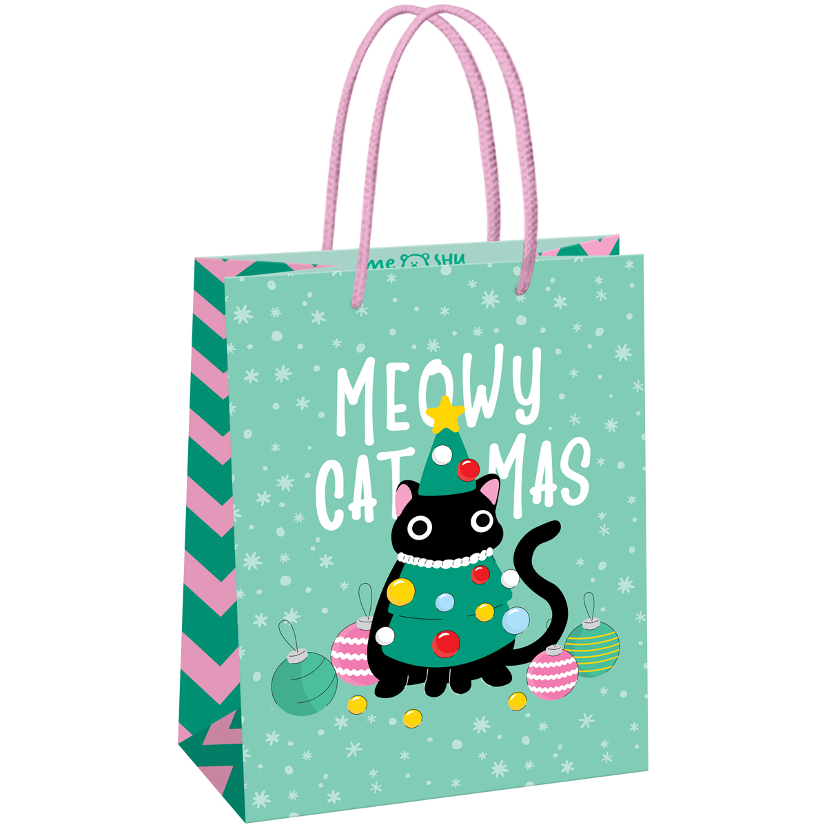 Пакет подарочный 18*23*10см MESHU "Meowy Christmas", выборочный лак, матовая ламинация MS_61581