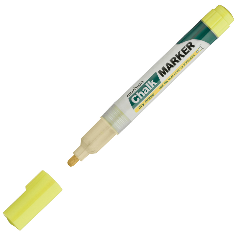Маркер меловой MunHwa "Chalk Marker" желтый, 3мм, спиртовая основа, пакет CM-08