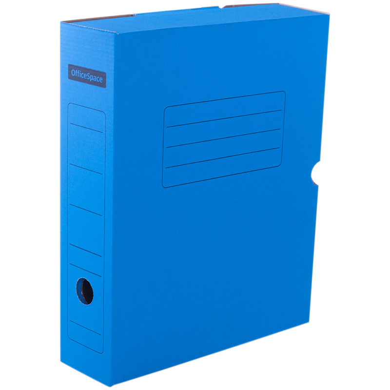 Короб архивный с клапаном OfficeSpace, микрогофрокартон,  75мм, синий, до 700л. 225412