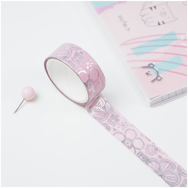 Клейкая лента декоративная MESHU "Pink elegance", 1,5см*3м MS_36869