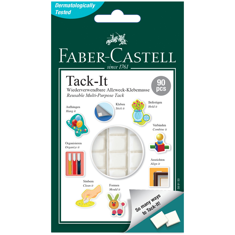 Масса для приклеивания Faber-Castell "Tack-It", 90 кубиков, 50г., картон. уп., европодвес 589150
