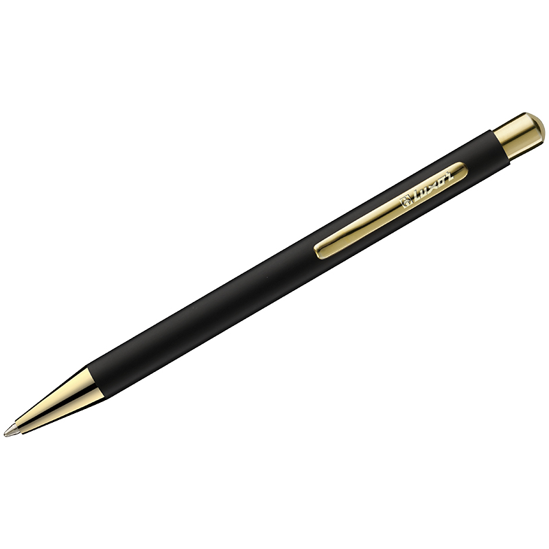 Ручка шариковая Luxor "Nova" синяя, 1,0мм, корпус черный/золото, кнопочный механизм 8236
