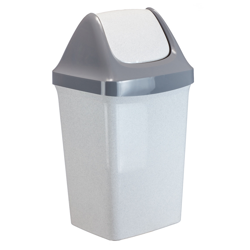 Ведро-контейнер для мусора (урна) Idea "Свинг", 25л, качающаяся крышка, пластик, мраморный М 2463