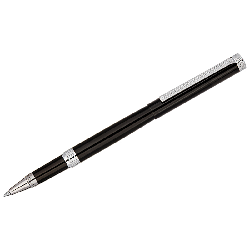 Ручка-роллер Delucci "Classico" черная, 0,6мм, цвет корпуса - черный/хром, подарочная упаковка (CPs_