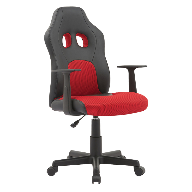 Кресло игровое Helmi HL-S12 "Mini", экокожа/ткань, черная/красная 323019