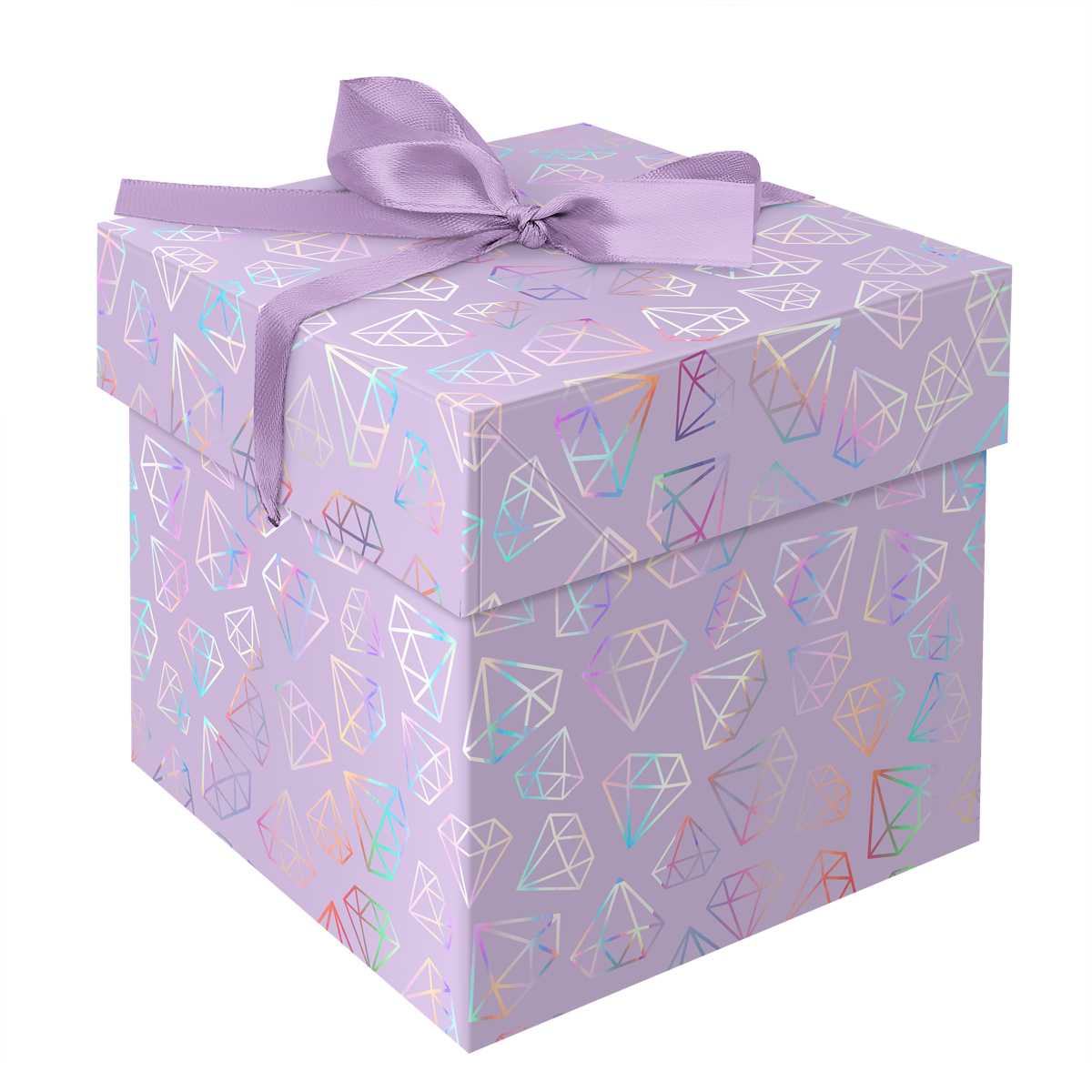 Коробка складная подарочная MESHU "Crystals", (15*15*15см), с лентой, отд.фольгой MS_54182