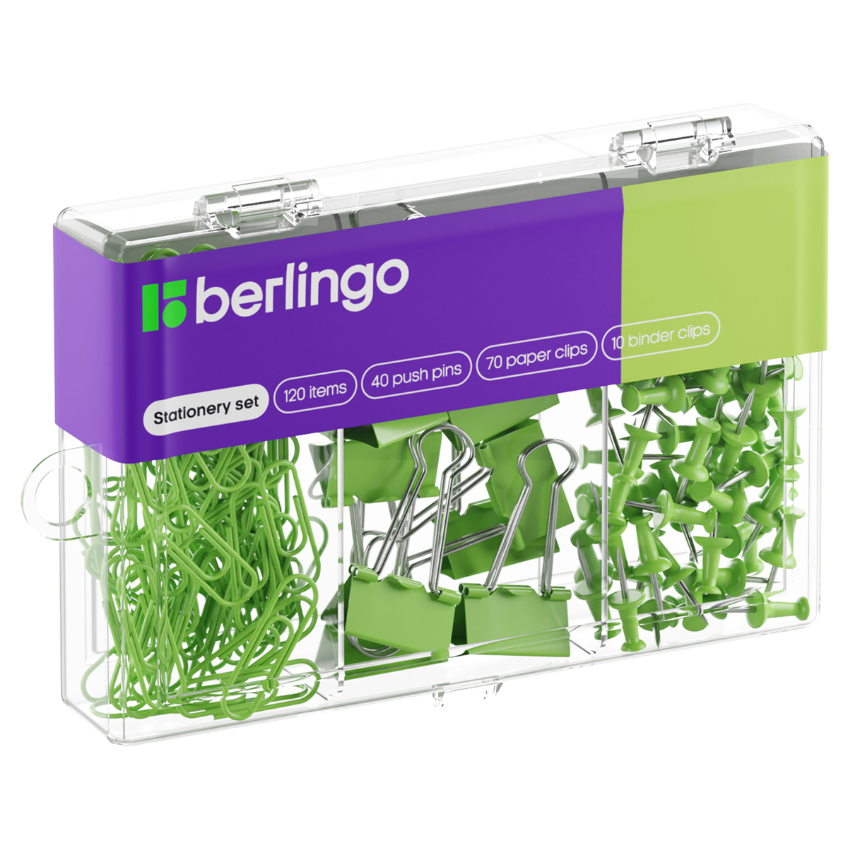 Набор мелкоофисных принадлежностей Berlingo, 120 предметов, зеленый, пластиковая упаковка Mcn_12000b