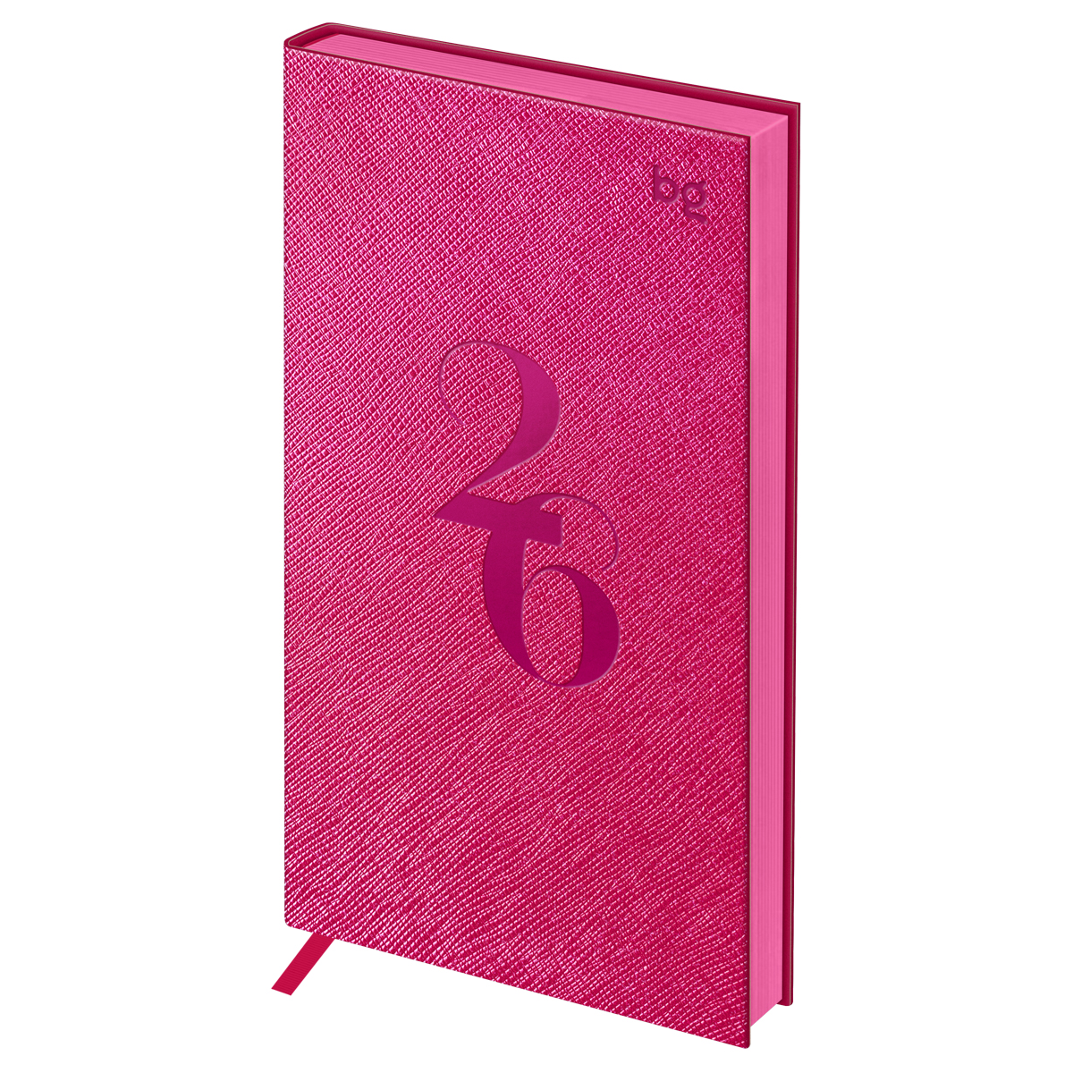 Еженедельник датированный 2026г., 90*165, 64л., мягкий переплет, кожзам, BG "Shine. Magenta", фуксия, цветной срез Wd_09834