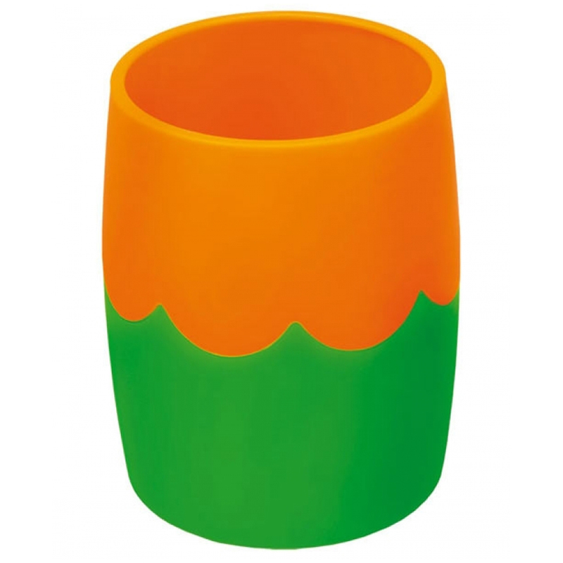 Подставка-стакан СТАММ, пластик, круглый, двухцветный зелено-оранжевый СН503