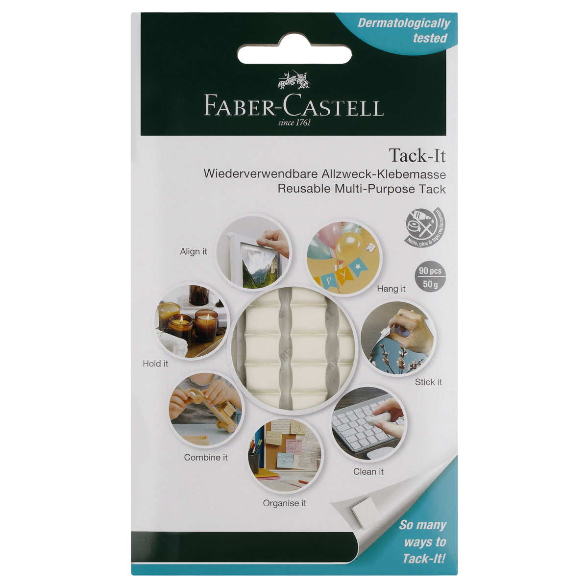 Масса для приклеивания Faber-Castell "Tack-It", 90 кубиков, 50г., картон. уп., европодвес 589150