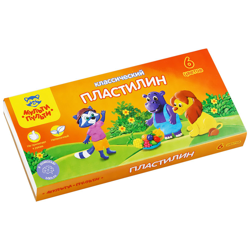 Пластилин Мульти-Пульти "Приключения Енота", 06 цветов, 120г, со стеком, картон КП_10206