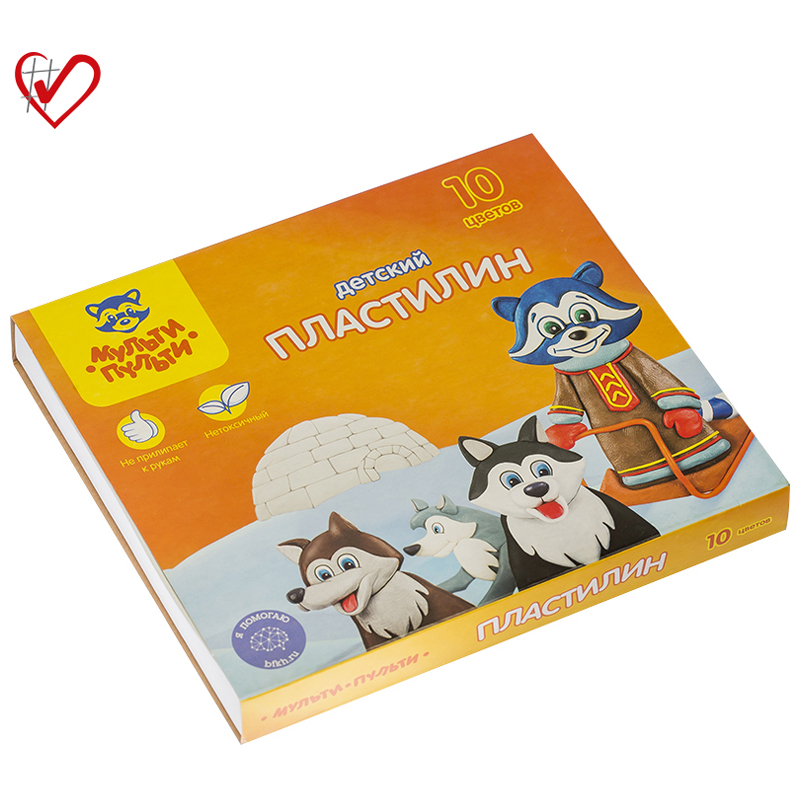 Пластилин Мульти-Пульти "Енот на Аляске", 10 цветов, 150г, со стеком, картон ДП_10234