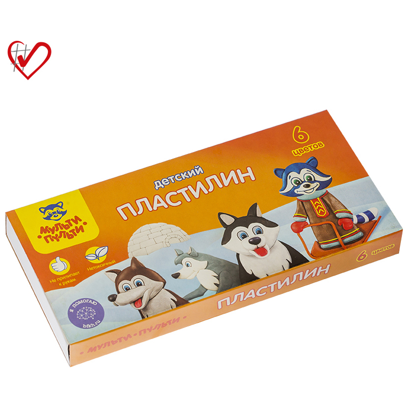 Пластилин Мульти-Пульти "Енот на Аляске", 06 цветов, 90г, со стеком, картон ДП_10232