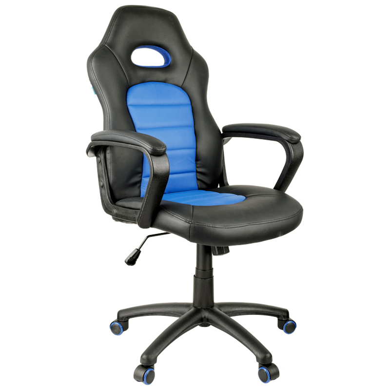 Кресло игровое Helmi HL-S06 "Highway", экокожа/ткань черная/синяя 279720