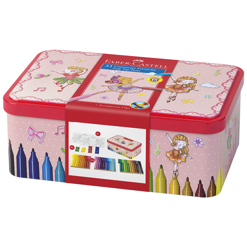 Набор для рисования Faber-Castell "Connector Ballerina" 33 фломастера+10 клипс+2 карты для раскраш. 155534