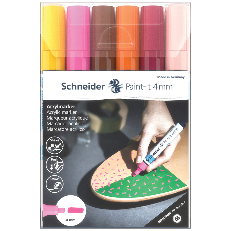 Набор маркеров акриловых Schneider "Paint-it 320", 4мм, ассорти, 6шт. 120297