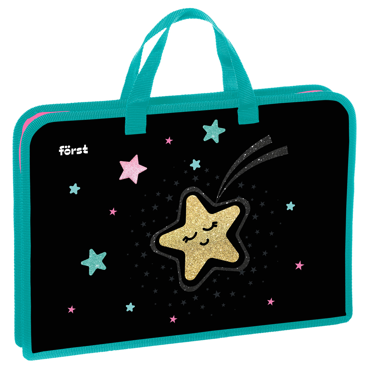 Папка с ручками 1 отделение, А4 Först "Stars", 340*245*40мм, пластик, на молнии FT-HB-400401
